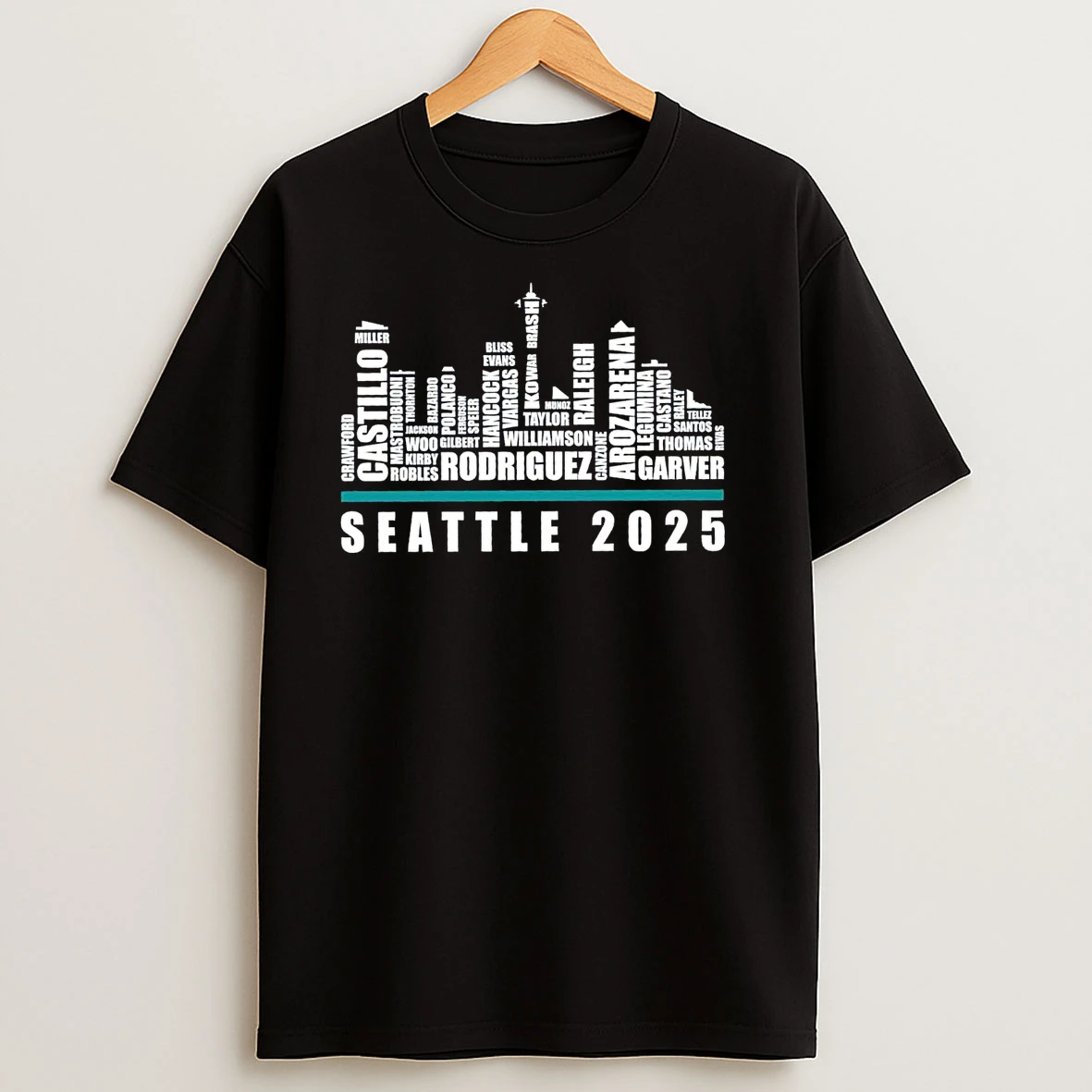 Seattle Mariners Players Names City Skyline T Shirts