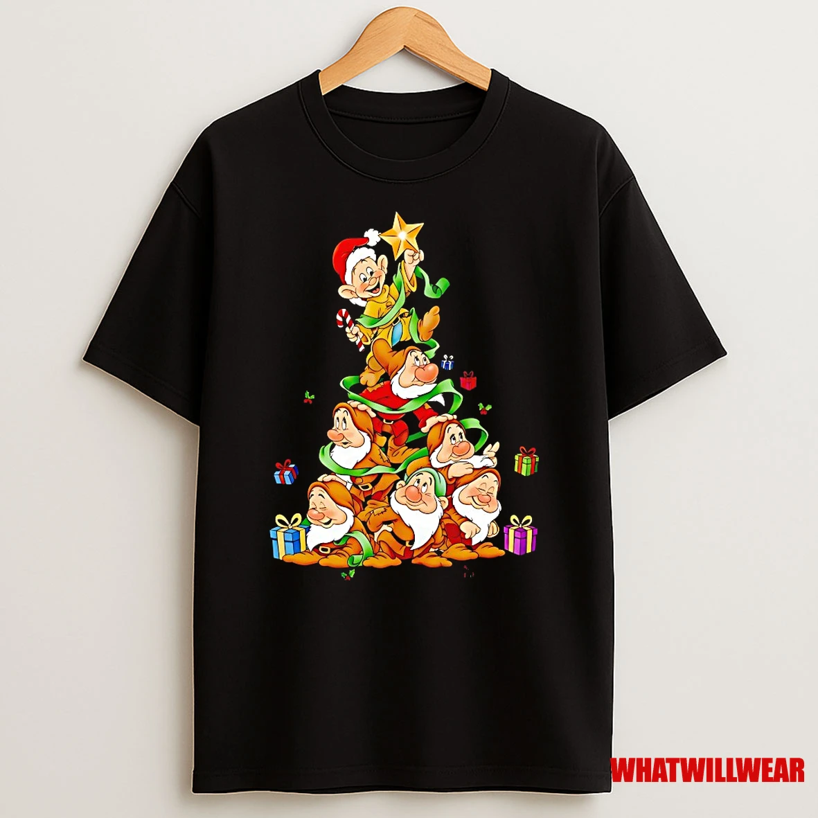 Seven Dwarfs Christmas Tree Stacking Star Shirts