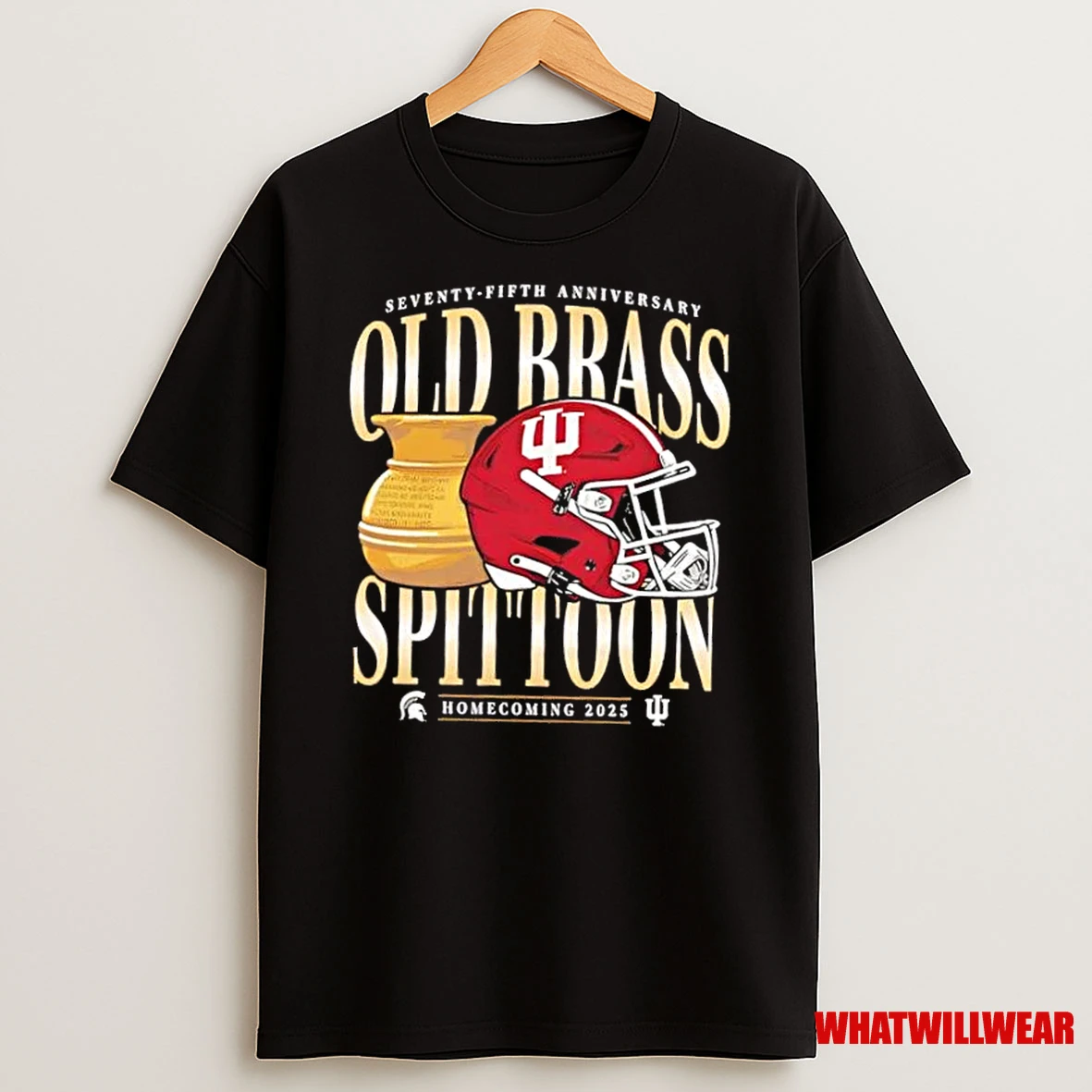 Seventy Fifth Anniversary Old Brass Spittoon Homecoming 2025 Indiana Hoosiers Football Helmet Shirts
