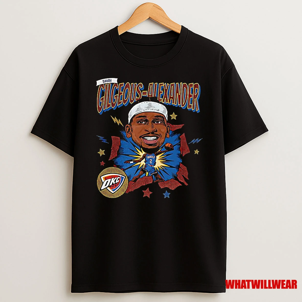 Shai Gilgeous Alexander Oklahoma City Thunder Basketball Caricature Retro Player Shirts
