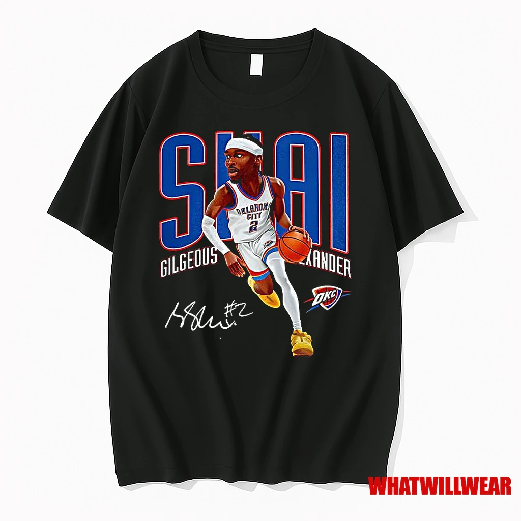 Shai Gilgeous Alexander Oklahoma City Thunder Basketball Caricature Signature Shirts