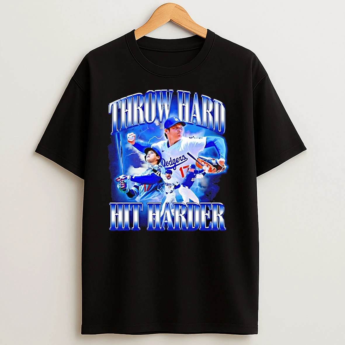 Shohei Ohtani Dodgers Hit Far Throw Hard Hit Harder T Shirts