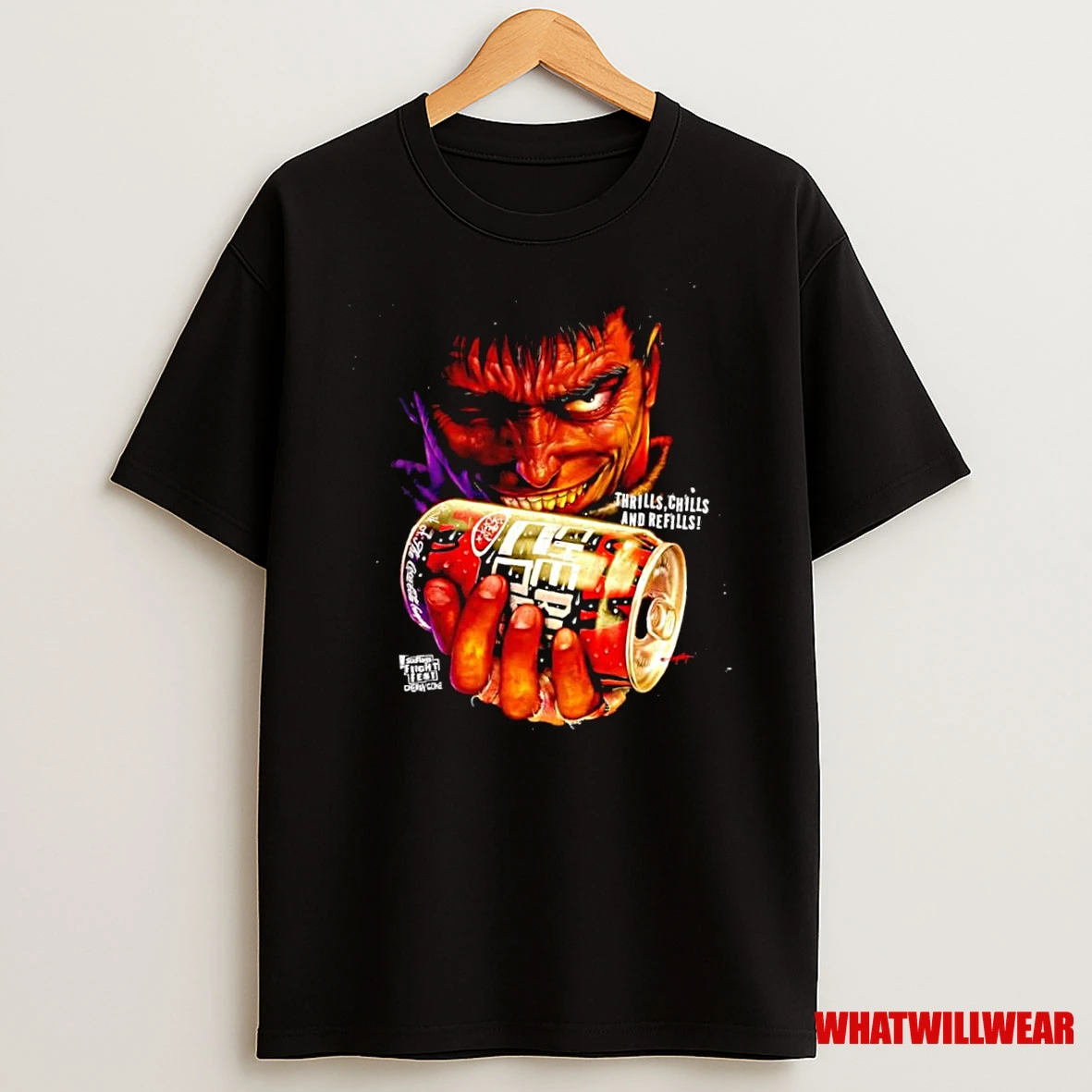 Six Flags Fright Fest Cherry Coke Can Thrills Chills And Refills Shirts
