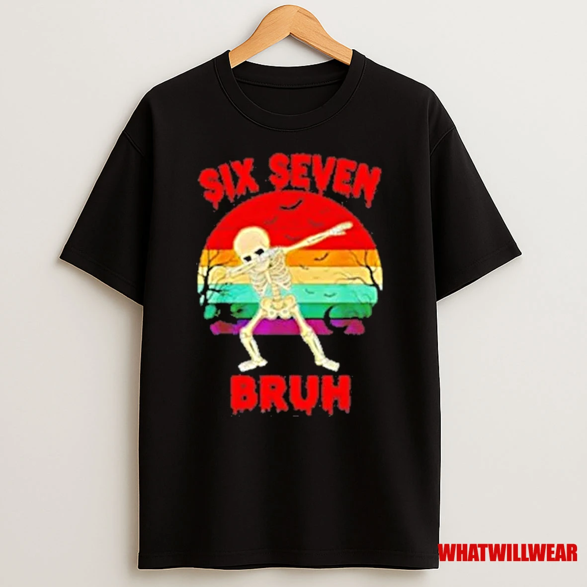 Six Seven Skeleton Numbers Bruh 67 Halloween Meme Shirts