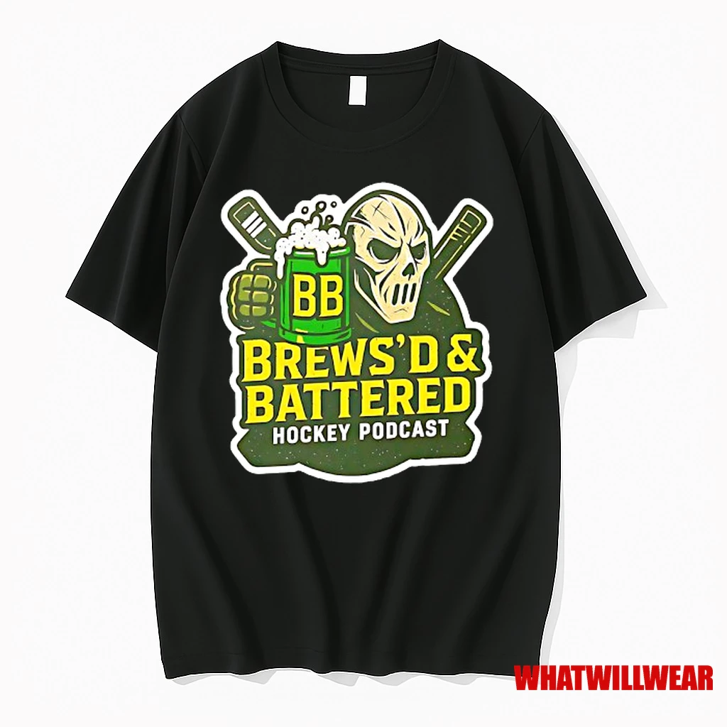 Skeleton Brewsd And Battered Hockey Podcast Shirts