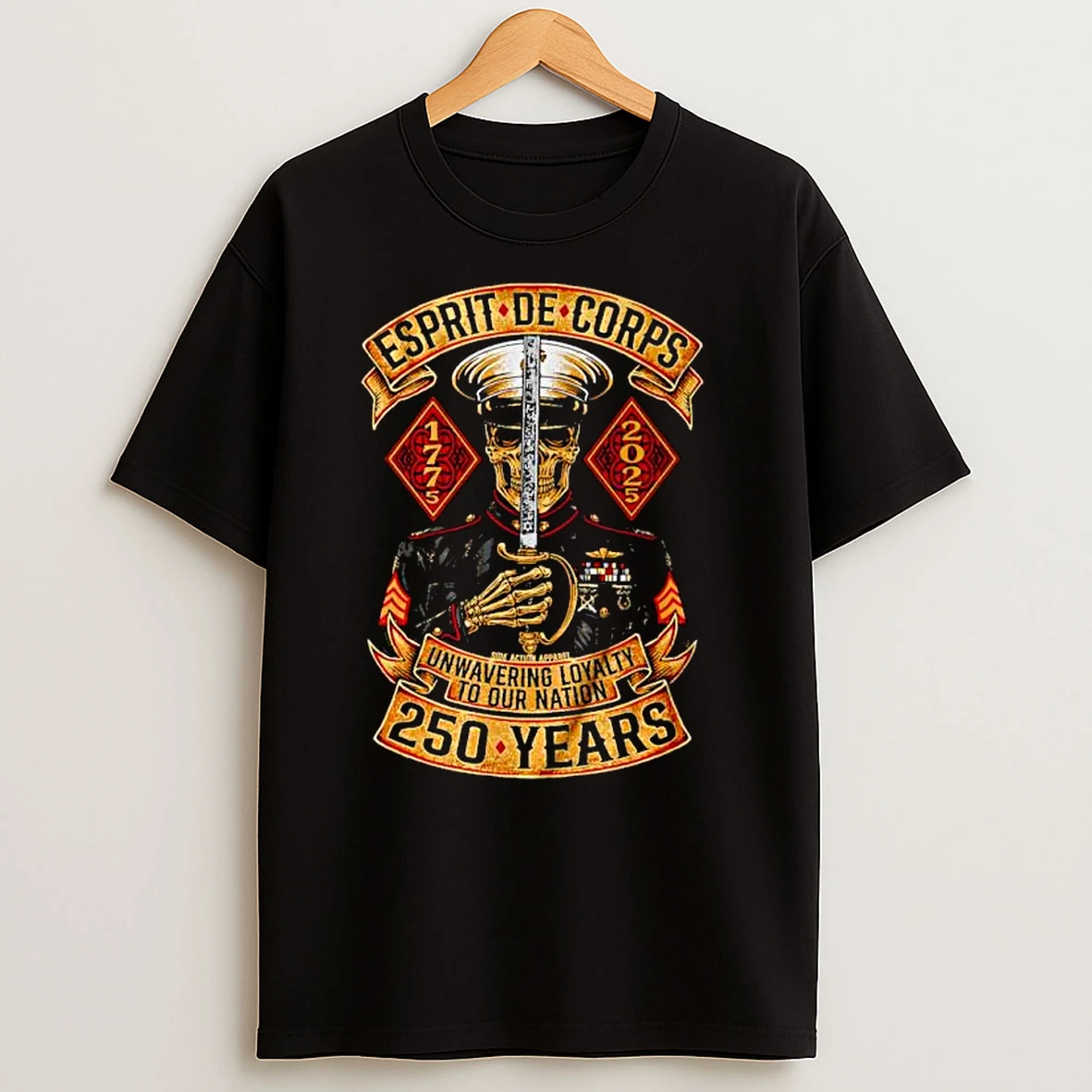 Skeleton Esprit De Corps Unwavering Loyalty To Our Nation 250th Year Ornaments T Shirts