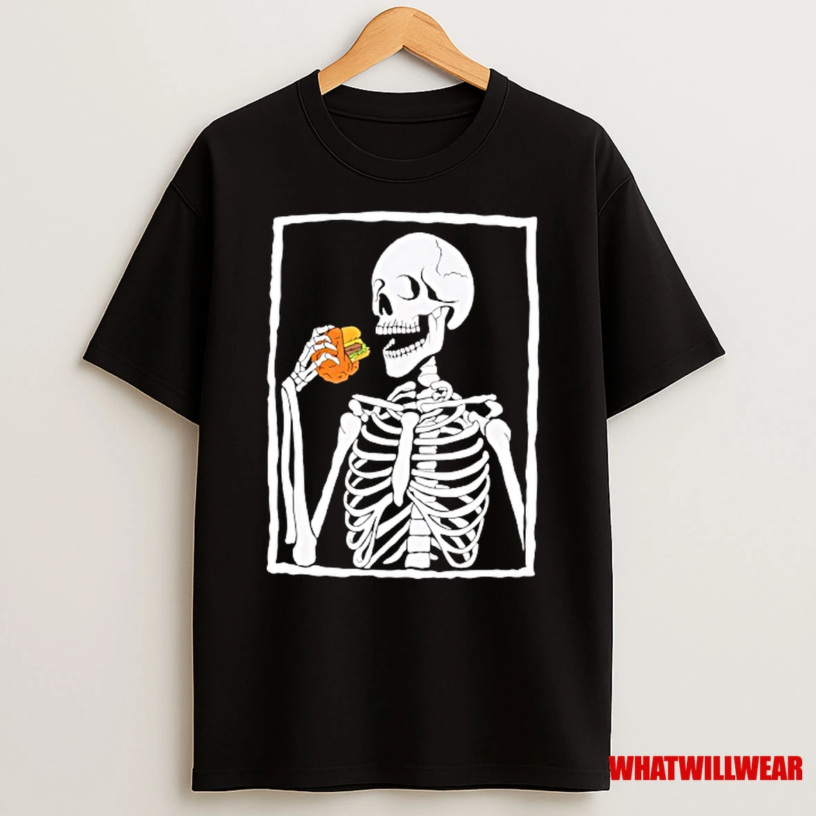 Skeleton Eating Hamburger Shirts