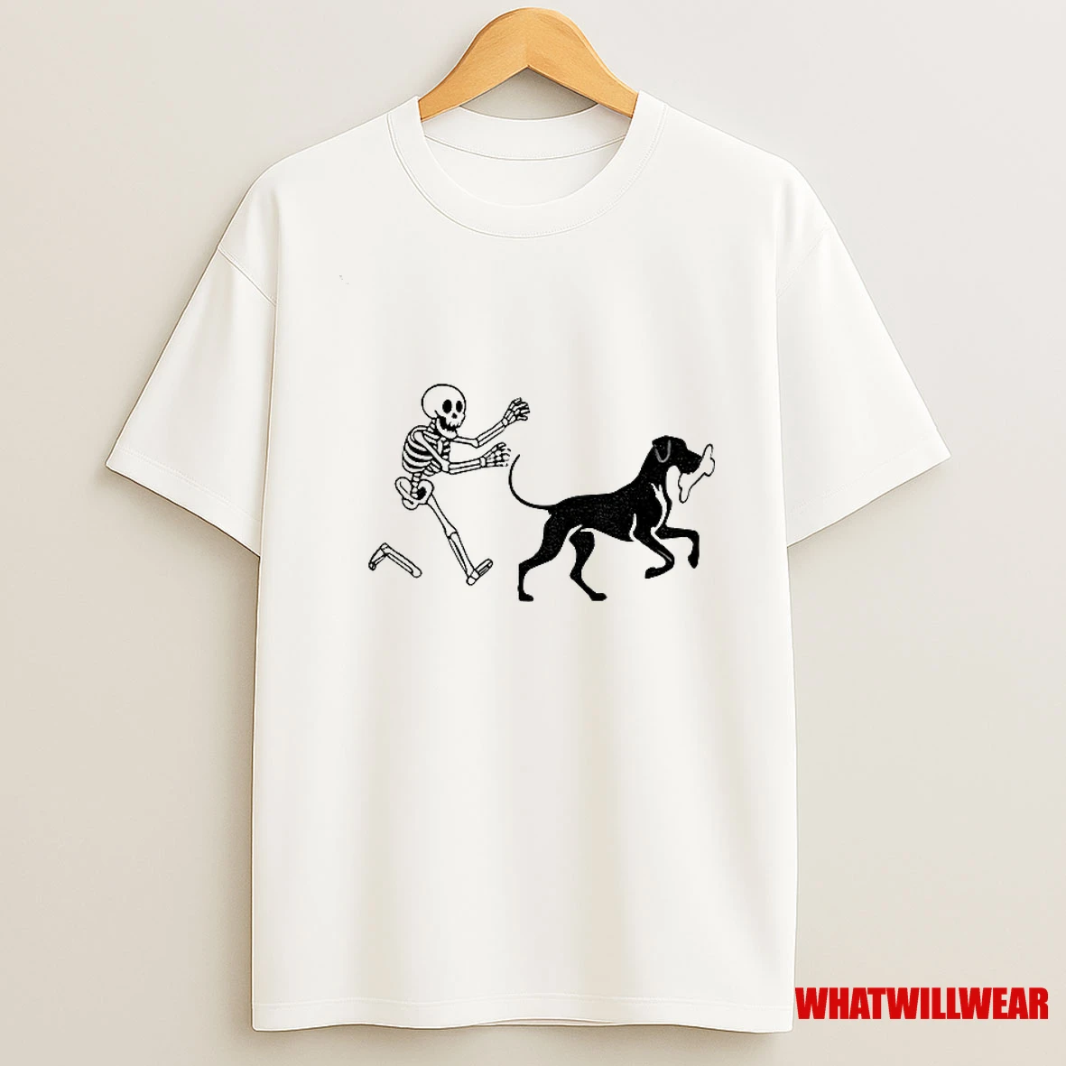 Skeleton Pursue Dog Funny Meme Halloween Shirts