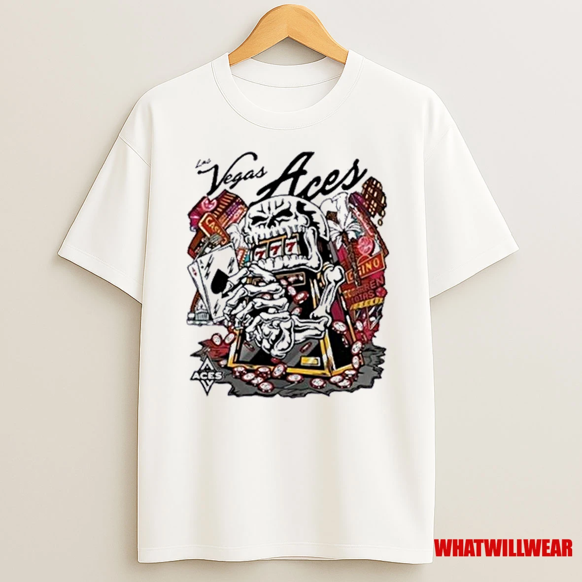 Skull Aces Slot Machine Champion Aja Wilson Las Vegas Aces Warren Lotas Shirts