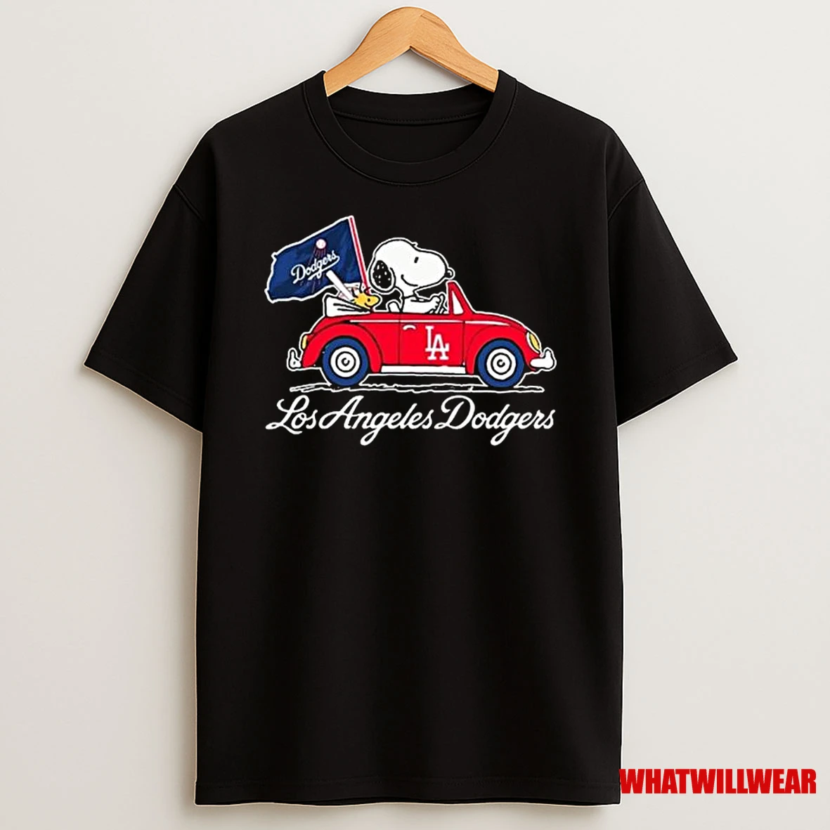 Snoopy And Woodstock Driving Car Los Angeles Dodgers 2025 Shirts