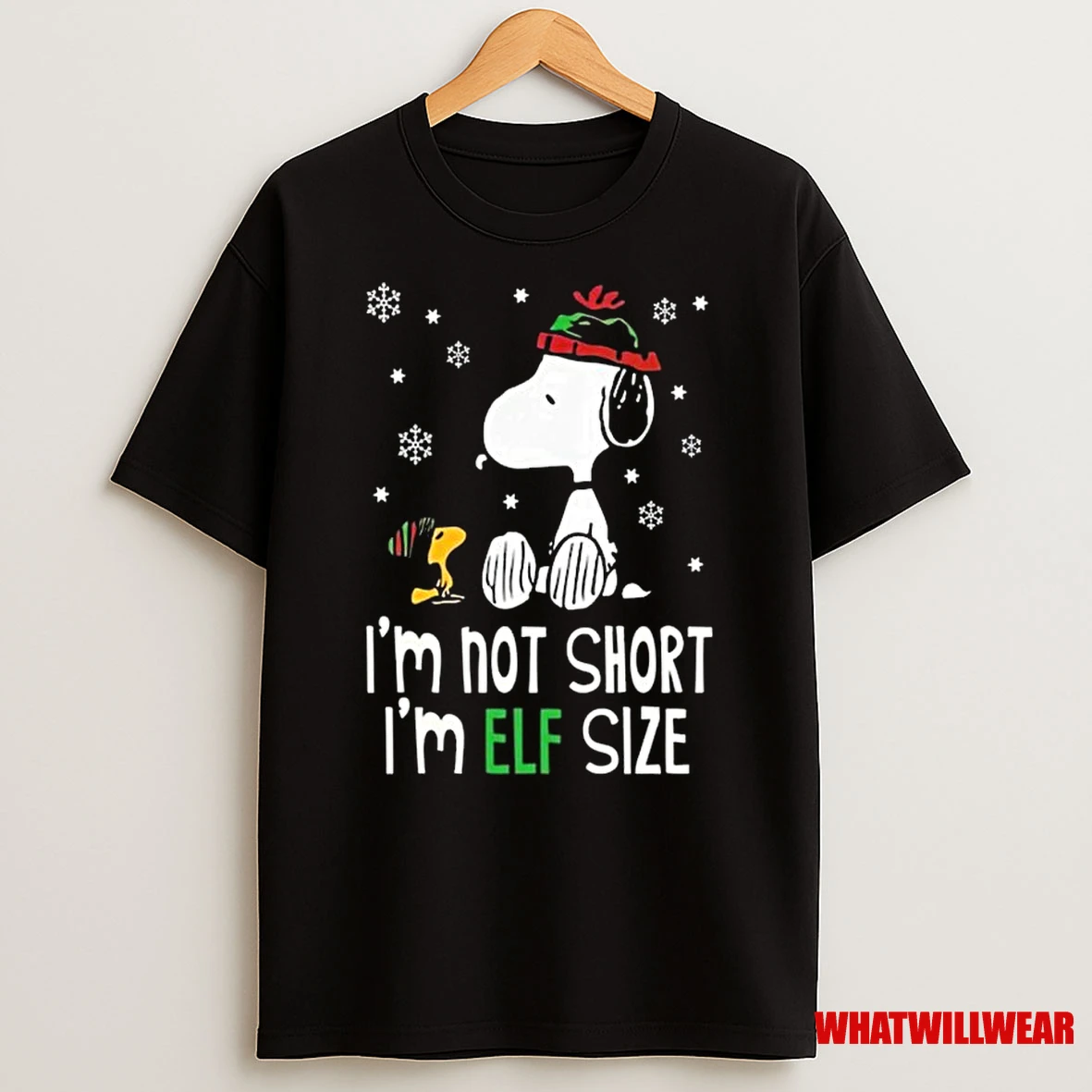 Snoopy And Woodstock Im Not Short Im Elf Size Merry Christmas 2025 Shirts