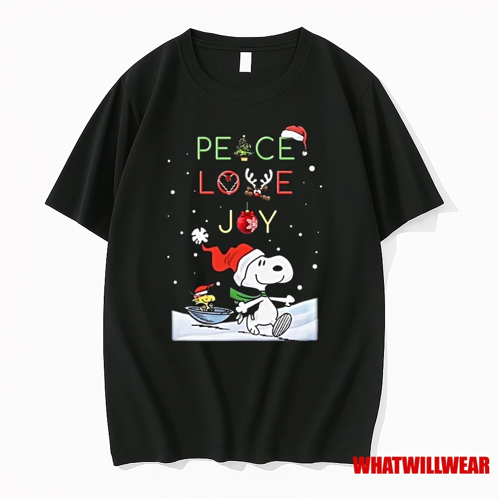 Snoopy And Woodstock Peace Love Joy Merry Christmas 2025 Shirts