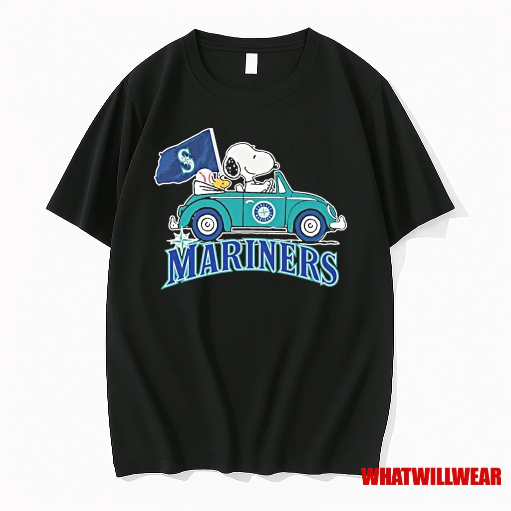Snoopy And Woodstock The Peanuts Seattle Mariners Mlb Driving Car Shirts