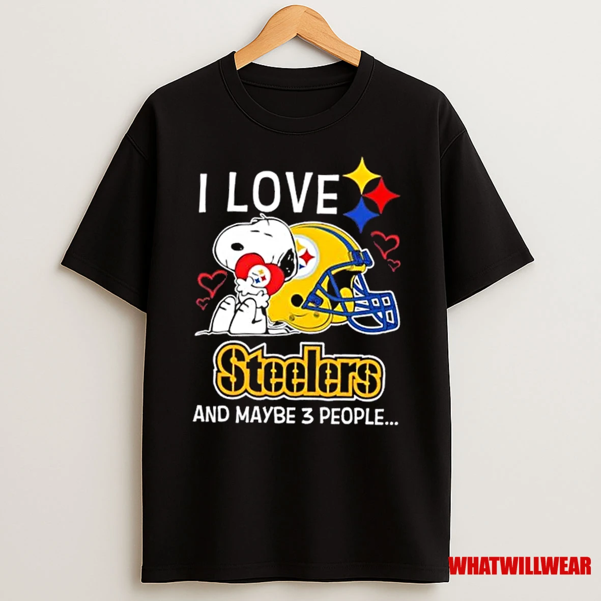 Snoopy I Love Pittsburgh Steelers And Maybe 3 People Shirts