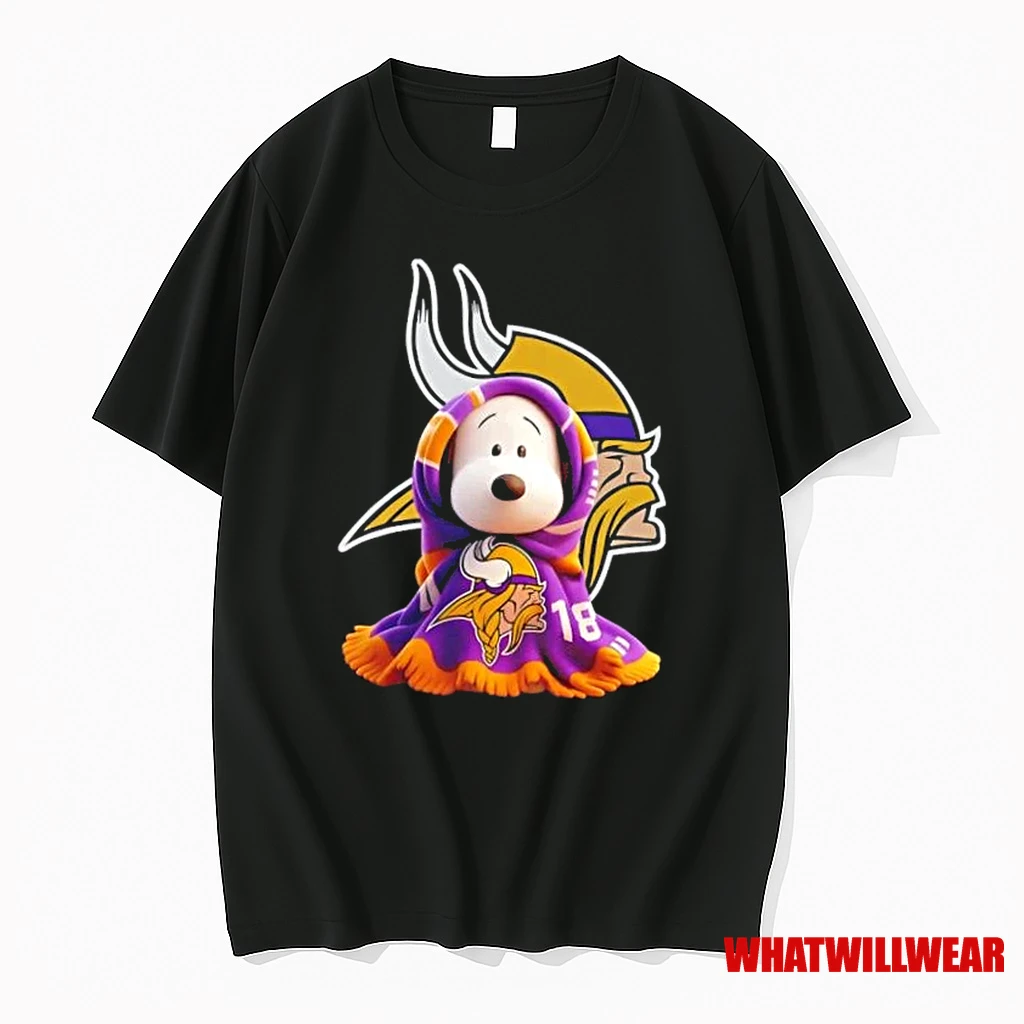 Snoopy Snoopy Wearing Scarf Minnesota Vikings Football Shirts