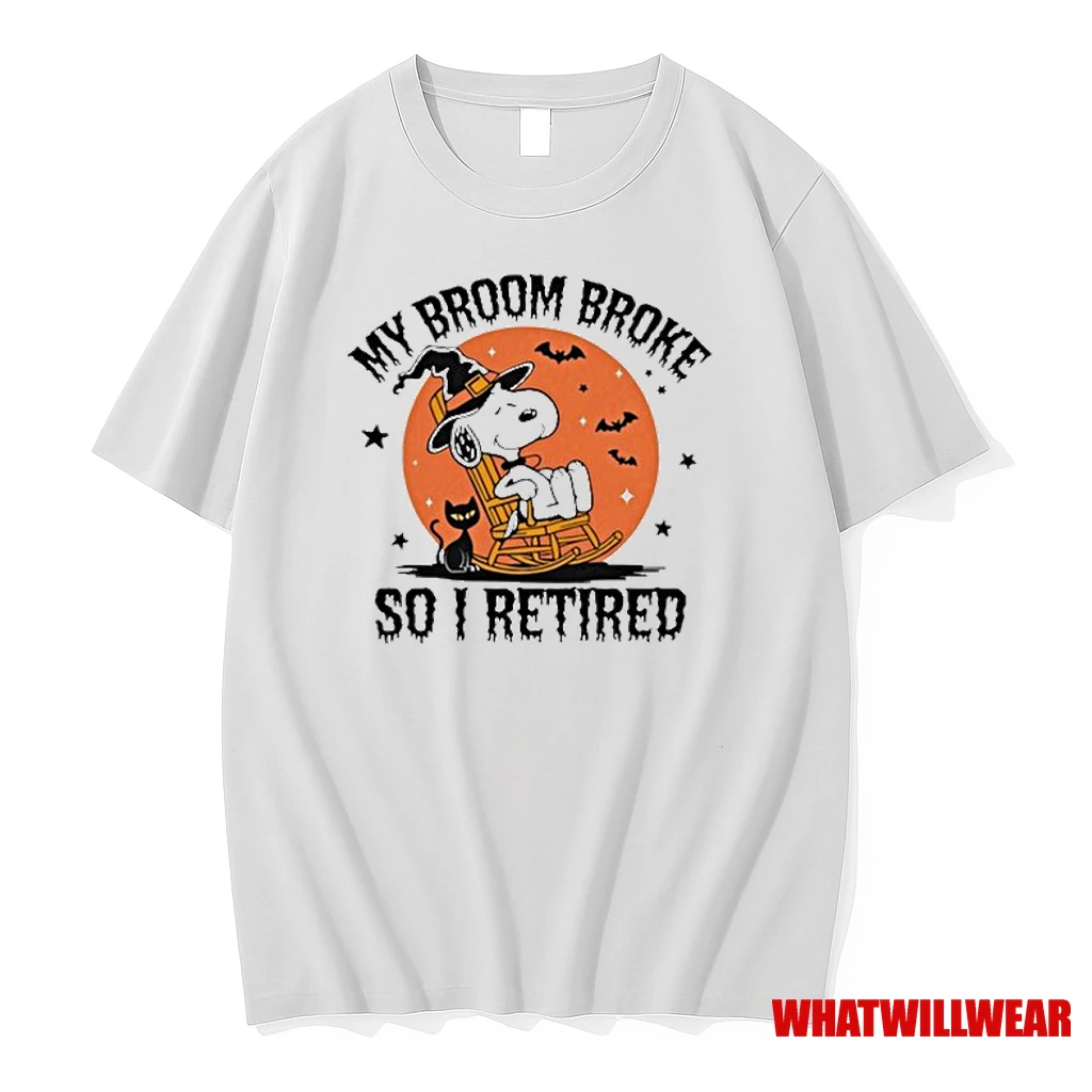 Snoopy The Peanuts My Broom Broke So I Retired Halloween Shirts