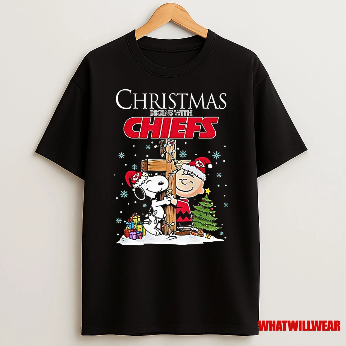Snoopy And Charlie Brown Christmas Christmas Begins With Kansas City Chiefs Christian Shirts