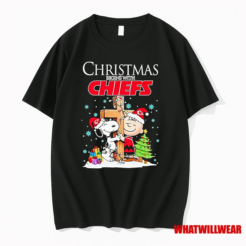 Snoopy And Charlie Brown Christmas Begins With Chiefs Shirts