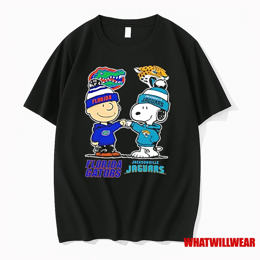 Snoopy And Charlie Brown Florida Gators And Jacksonville Jaguars Shirts