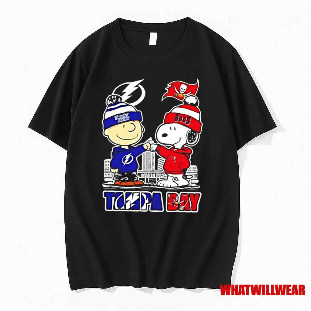 Snoopy And Charlie Brown Tampa Bay Sports Lightning X Buccaneers Skyline Shirts