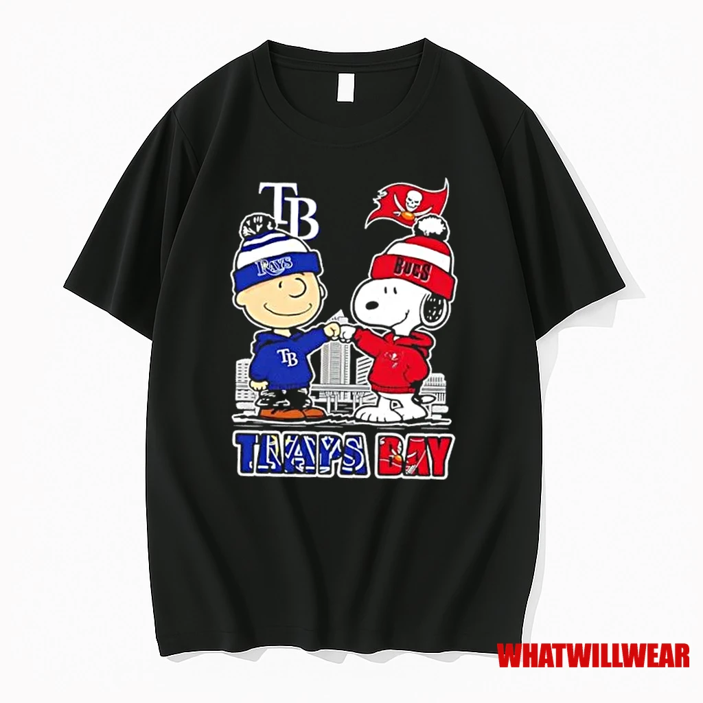 Snoopy And Charlie Brown Tampa Bay Sports Rays X Buccaneers Shirts