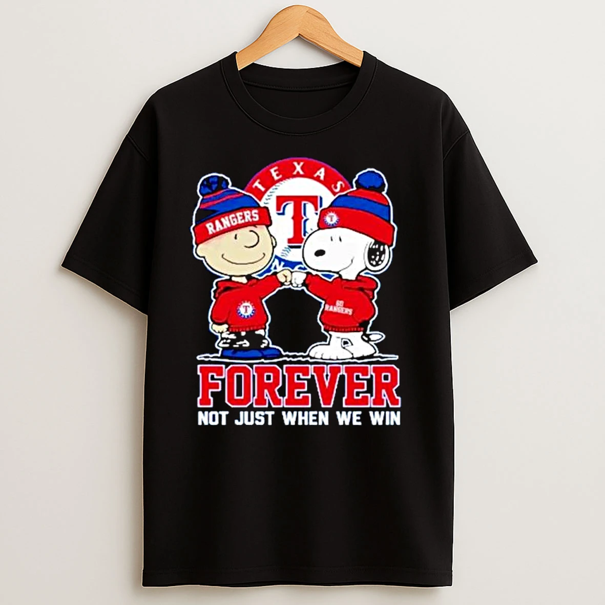 Snoopy And Charlie Brown X Mlb Texas Rangers Forever Not Just When We Win Ornaments T Shirts