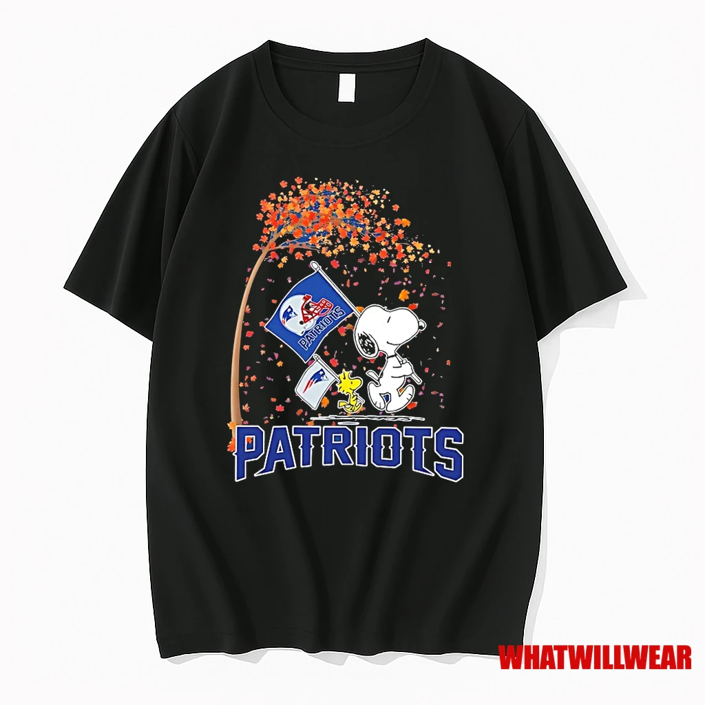 Snoopy And Woodstock New England Patriots Autumn Flag Shirts