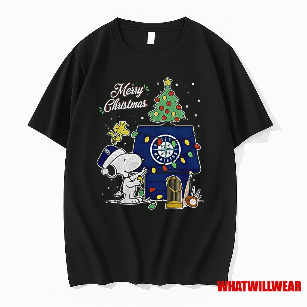 Snoopy And Woodstock Seattle Mariners Mlb Baseball Merry Christmas Shirts