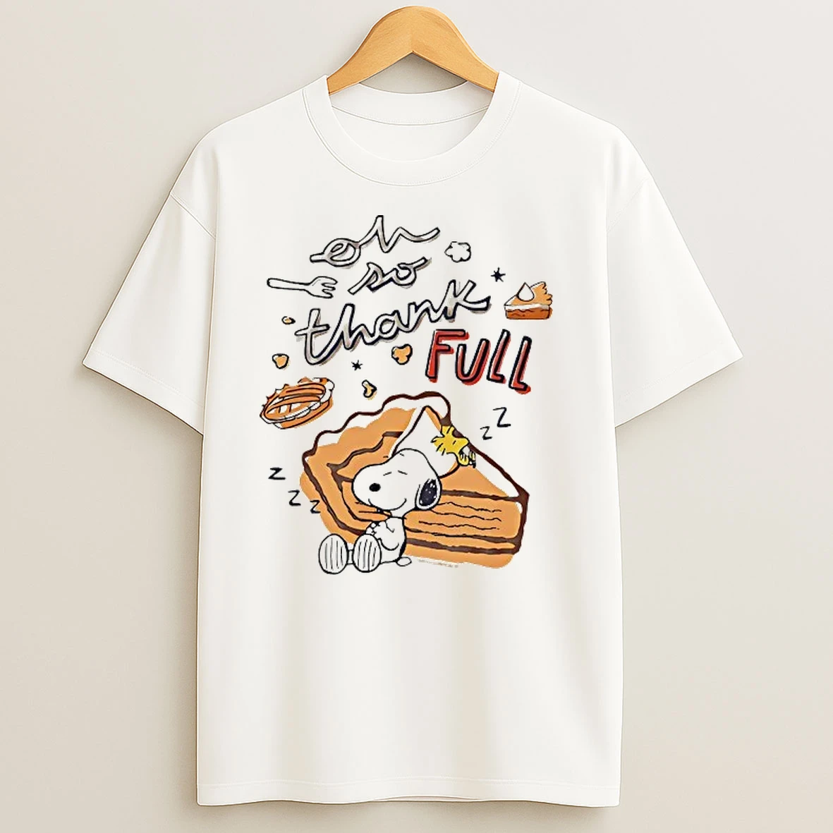 Snoopy And Woodstock So Thank Full Pumpkin Pie Thanksgiving T Shirts