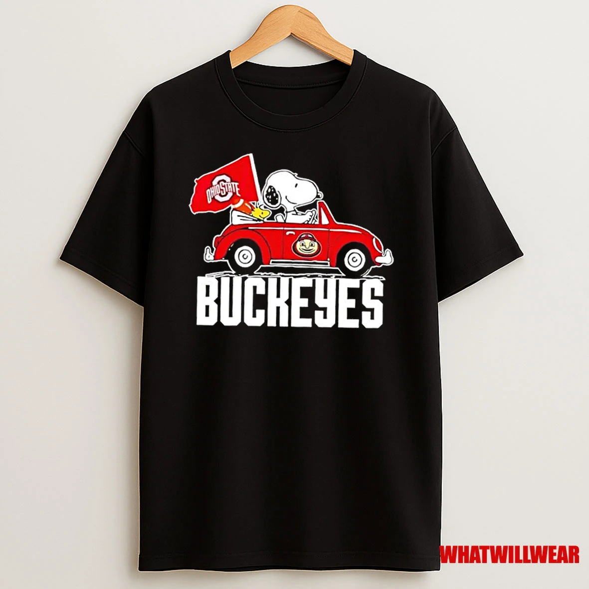 Snoopy Driving Car Ohio State Buckeyes Football Shirts