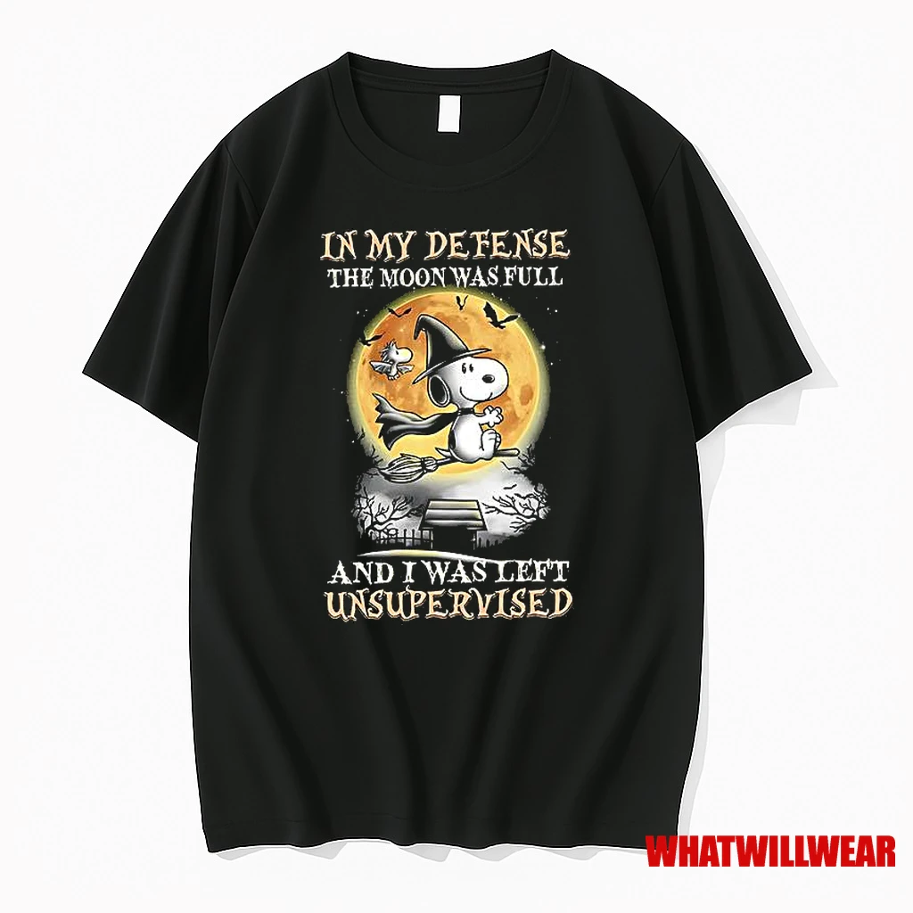 Snoopy In My Defense The Moon Was Full And I Was Left Unsupervised Halloween Shirts