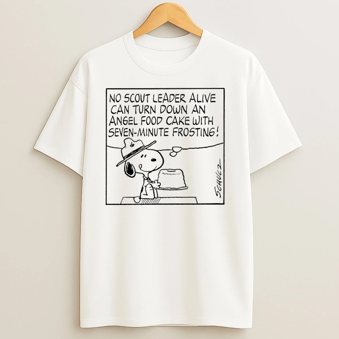 Snoopy No Scout Leader Alive Can Turn Down An Angel Food Cake With Seven Minute Frosting T Shirts