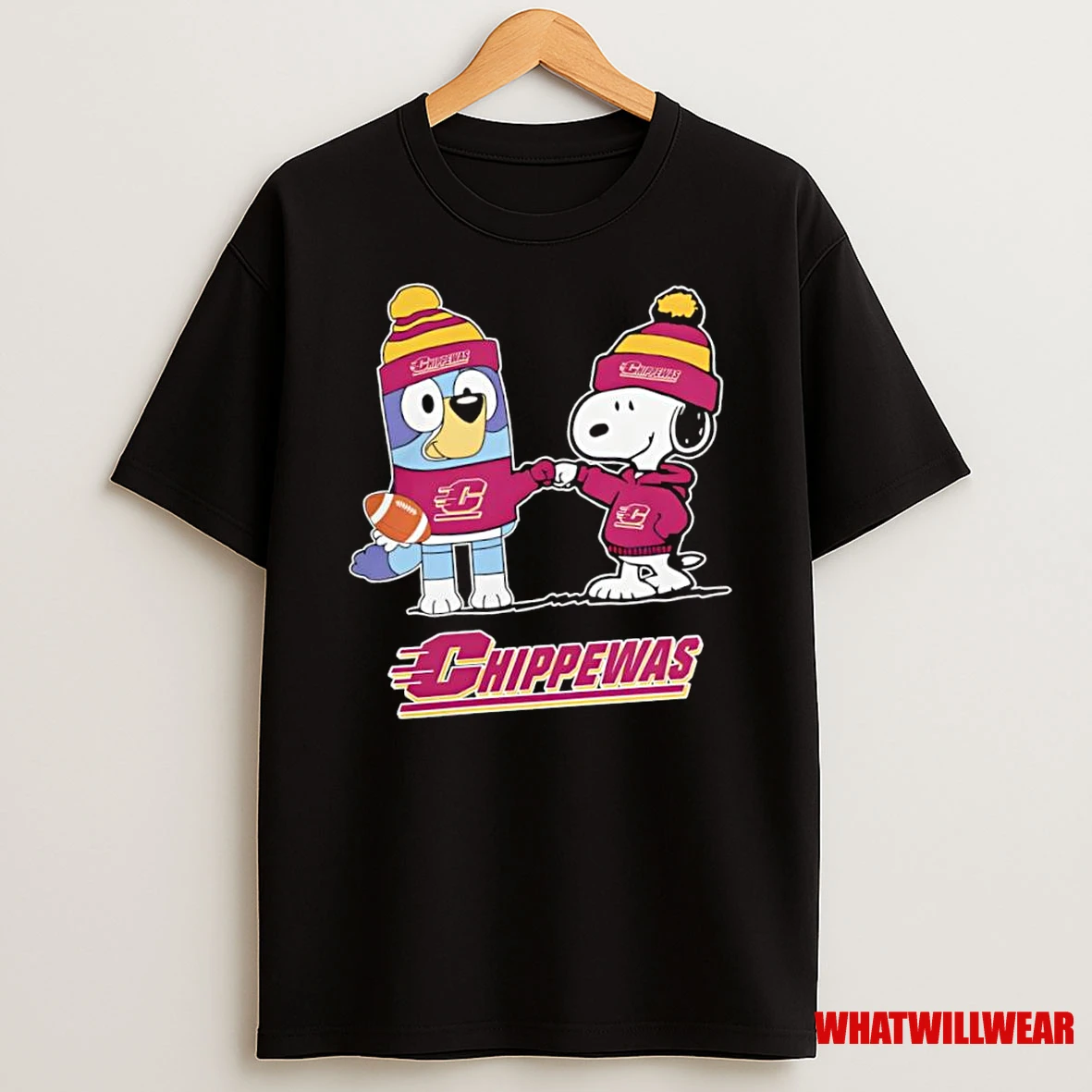 Snoopy X Bluey Central Michigan Chippewas Football Shirts
