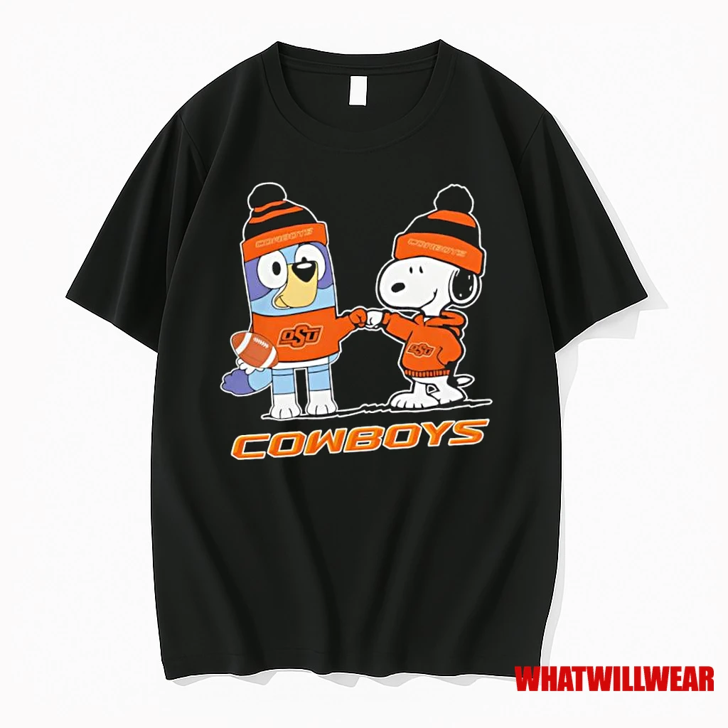 Snoopy X Bluey Oklahoma State Cowboys Football Shirts