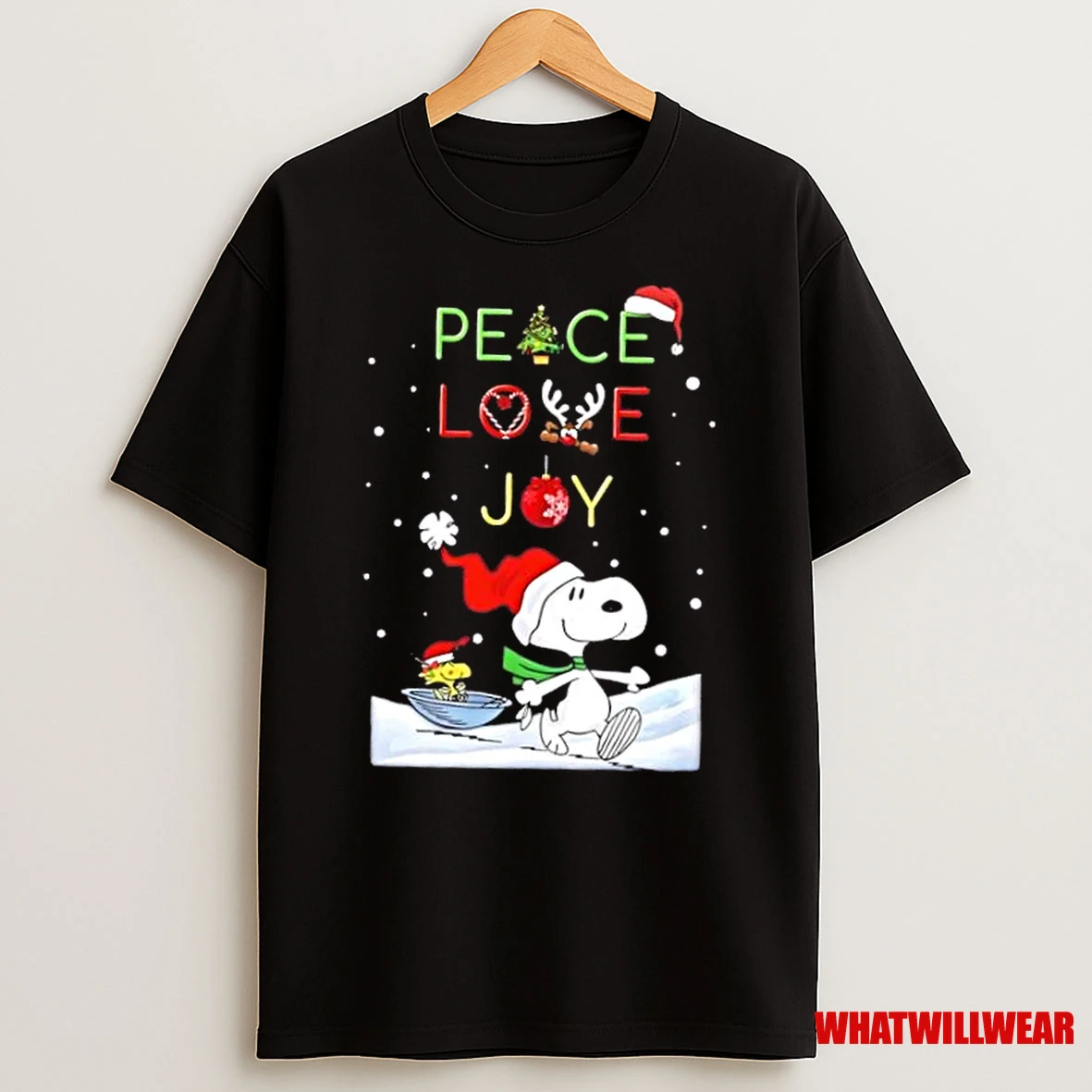 Snoopy X Woodstock Peace Love Joy Merry Christmas Shirts