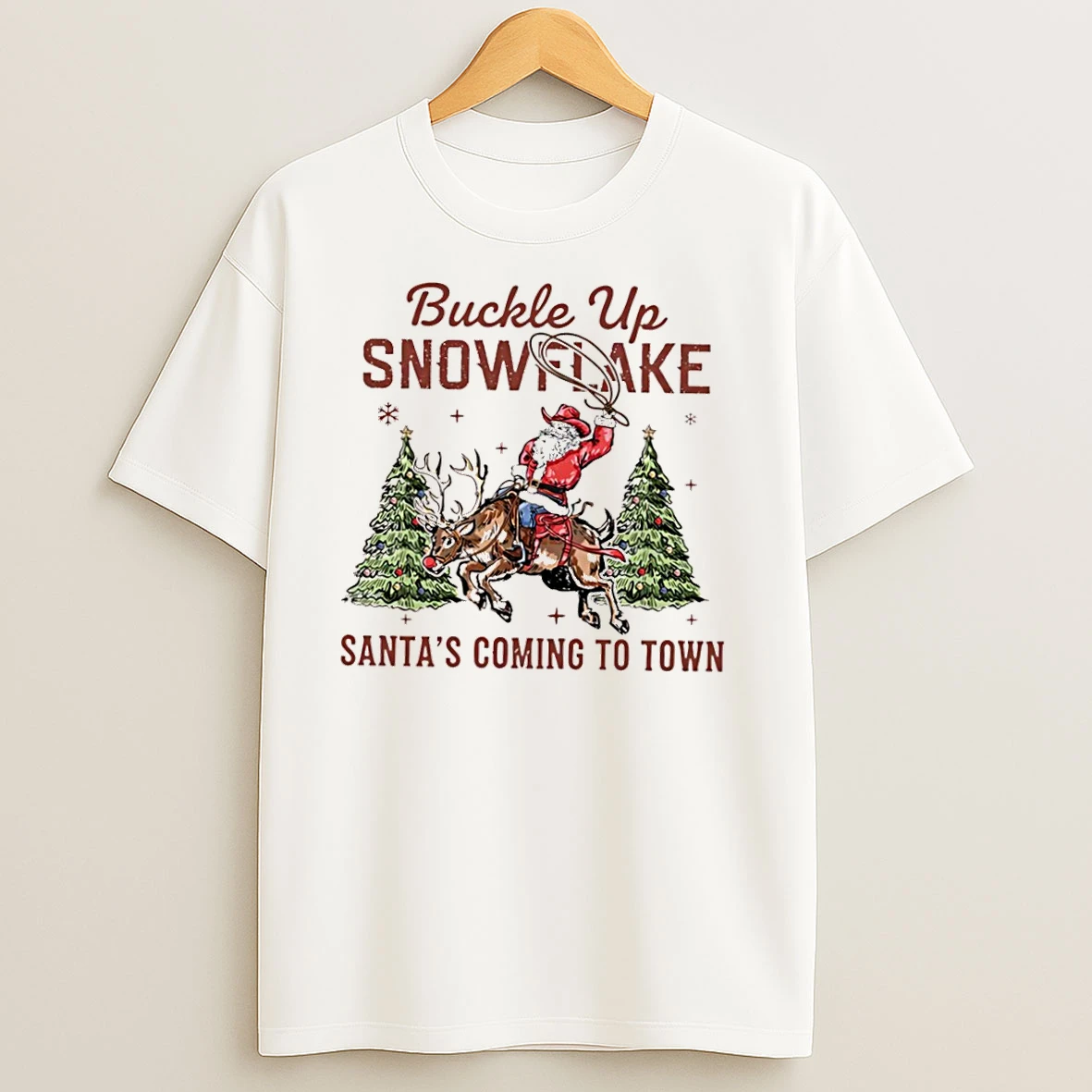 Snowflake Buckle Up Santas Coming To Town T Shirts