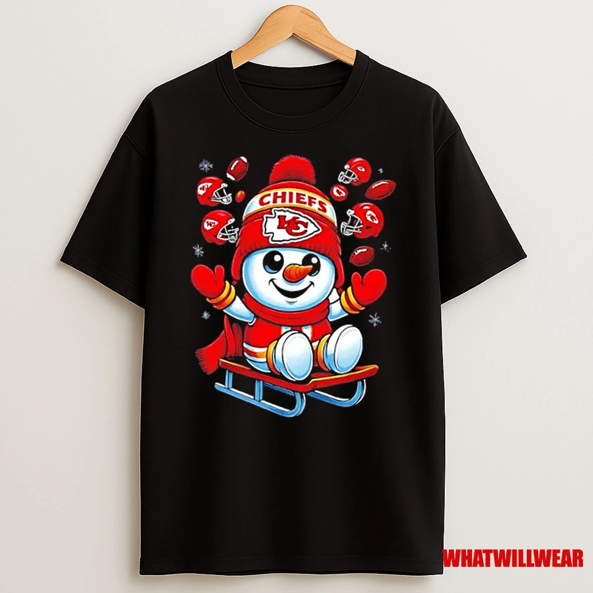 Snowman X Kansas City Chiefs Football Merry Christmas Shirts