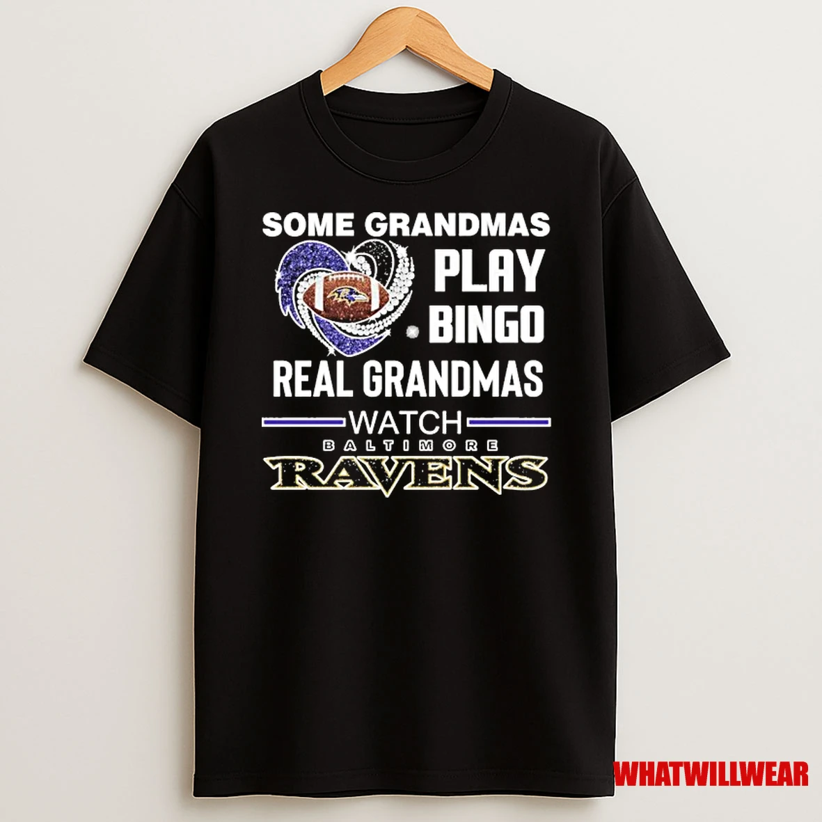 Some Grandmas Play Bingo Real Grandmas Watch Baltimore Ravens Diamond Heart Shirts
