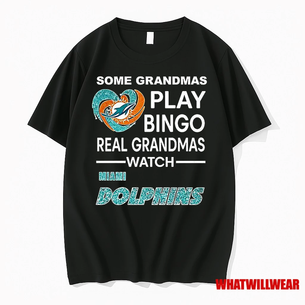 Some Grandmas Play Bingo Real Grandmas Watch Miami Dolphins Football Diamond Heart Shirts