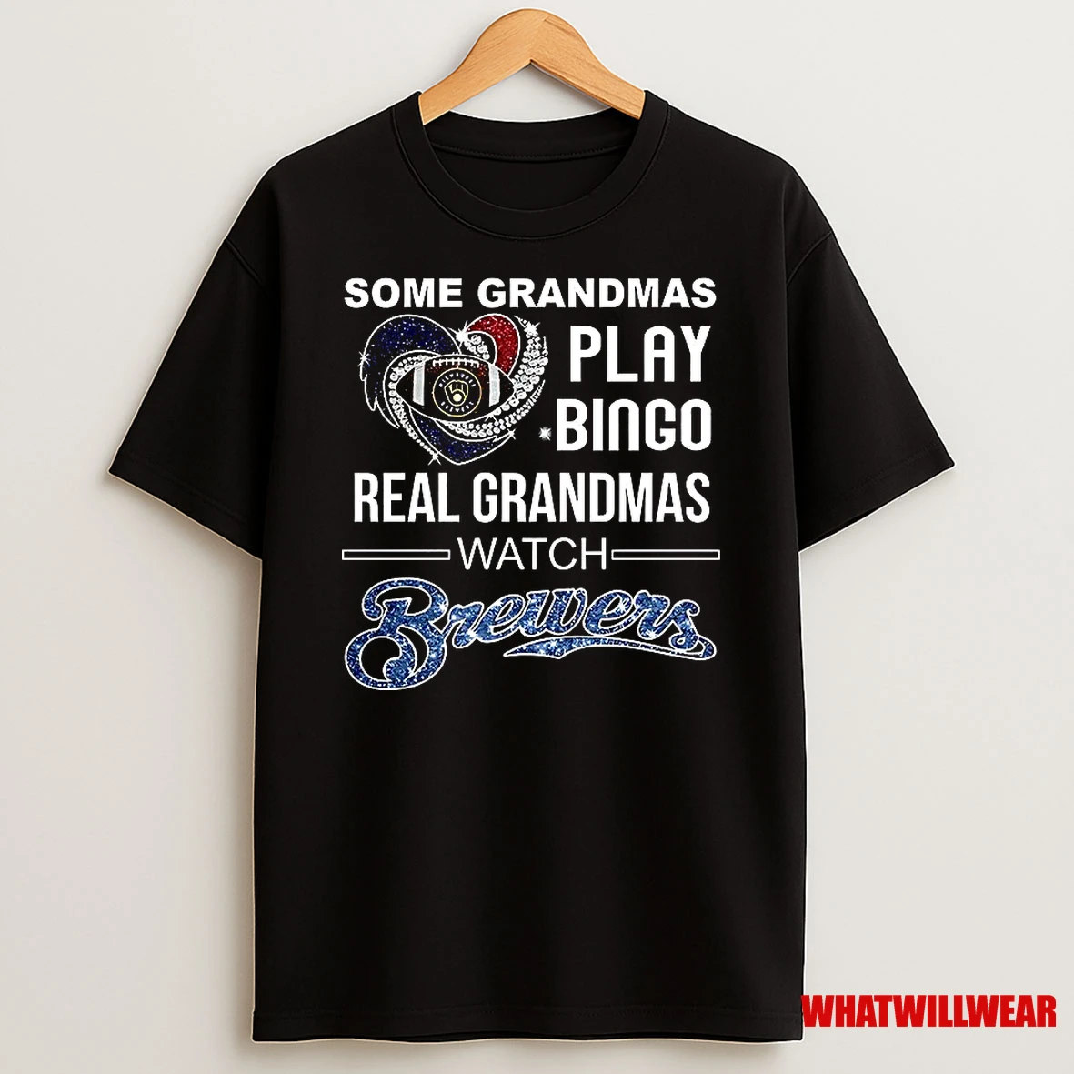 Some Grandmas Play Bingo Real Grandmas Watch Milwaukee Brewers Baseball Diamond Heart Shirts