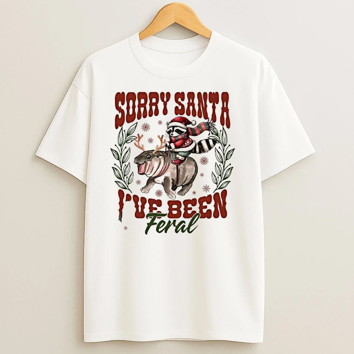 Sorry Santa Ive Been Feral Raccoon Riding Moodeng T Shirts