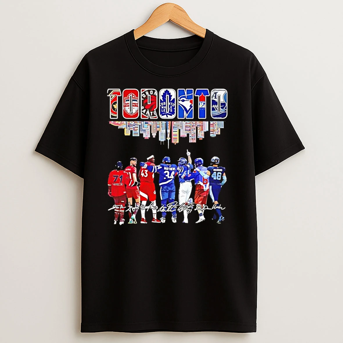Sports In Toronto City Skyline Players Signatures T Shirts
