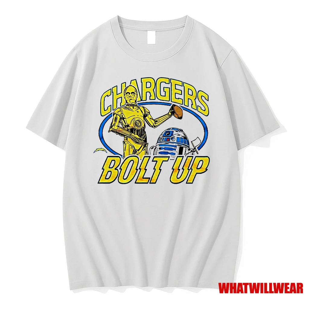 Star Wars X Los Angeles Chargers C 3po And R2 D2 Bolt Up Shirts