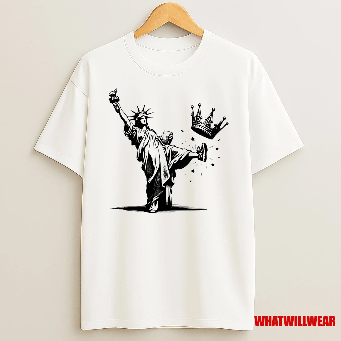 Statue Of Liberty Kicking Crown America No Kings Shirts