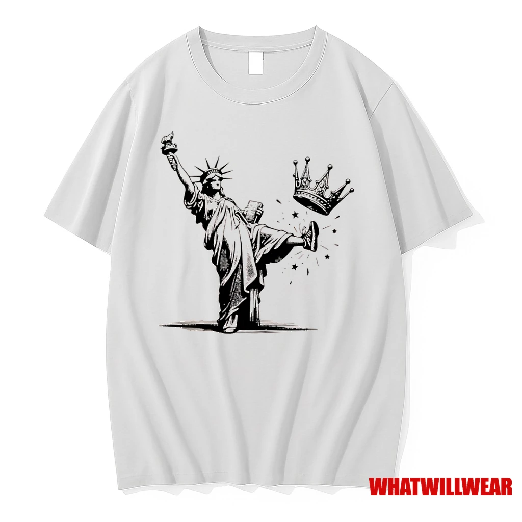 Statue Of Liberty Kicking Off A Crown No King Shirts
