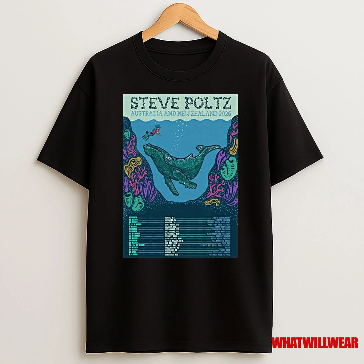 Steve Poltz Australia New Zealand 2026 Tour Shirts