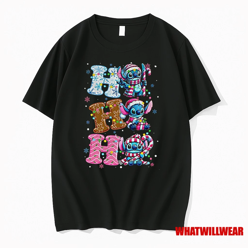 Stitch Blue Monster Coquette Ho Ho Ho Christmas Shirts
