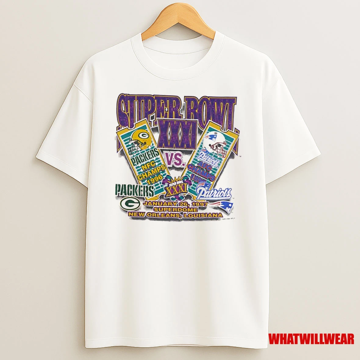 Super Bowl Xxxi Green Bay Packers New England Patriots January 26th 1997 Superdome Shirts
