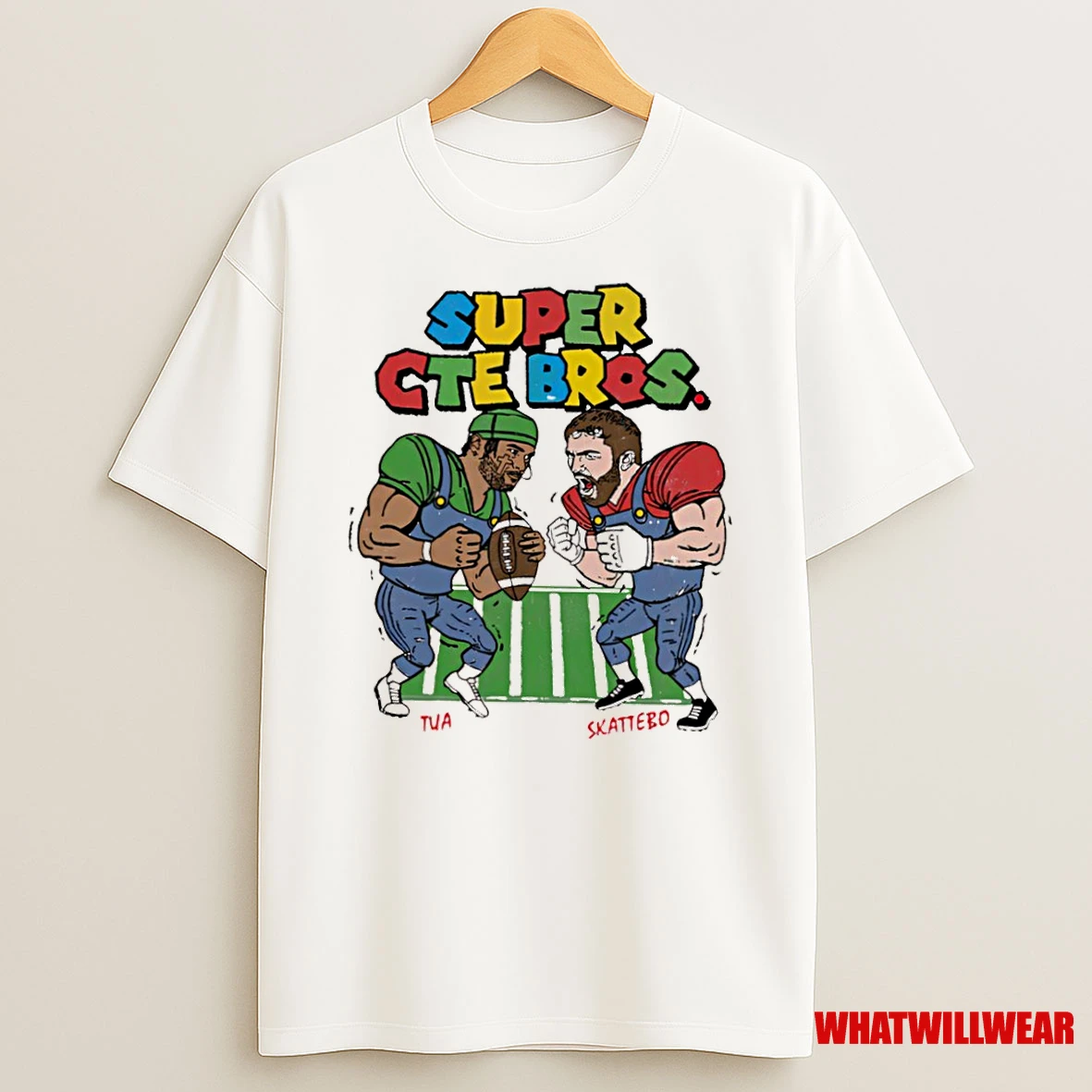 Super Cte Bros Tua Tagovailoa And Skattebo Super Mario Bros Shirts