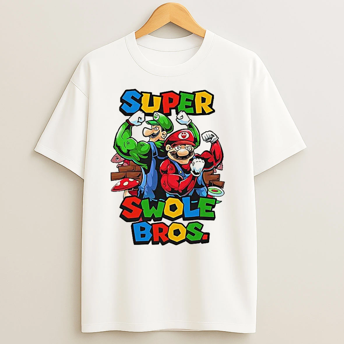 Super Swole Bros Classic Video Game Character Gym Lover T Shirts